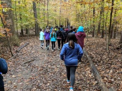 Students hiking at Hemlock Overlook Regional Park